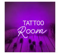 PTHEN Decoración Lámparas Letreros De Neón Tattoo Room Con Luz Para Estudios De Tatuajes Salones Negocios Publicidad Tiendas Exhibiciones Arte De Pared Letrero 40cmx25cm(I)