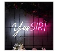 PTHEN Decoración Lámparas Luz De Neón Rosa, Letrero Yes Sir, Para Decoración Estética Habitaciones, Ambiente Fiesta, Bar Y Paredes Clubes, 19cm×40cm(Pink and White)