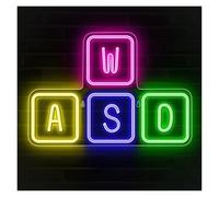 PTHEN Decoración Lámparas WASD-letrero De Neón Con Luz Para Teclado, USB Regulable Para Jugadores Geniales, Dormitorio, Sala De Juegos, Internet, Bar, Decoración De Pared De Tienda(Segundo)