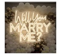 PTHEN Decoración Lámparas Will You Marry Me Letrero De Neón Con Luz, Propuesta Para Fiesta, Boda, Decoración Para Cumpleaños, Boda, Decoración Para Colgar En La Pared(Warm White,60x46cm)