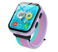 PTHTECHUS Reloj Inteligente para Niños 4G, Reloj Teléfono para Niños con Función de Llamada, Llamadas Bidireccionales, Cámara, MP3, SOS, Learn Card, Regalo para Niños Niñas Púrpura