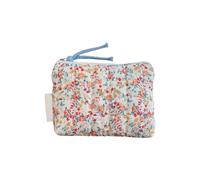 PTILSERY Bolsa de maquillaje acolchada de algodón, monedero con bonito patrón de flores, bolsa de almacenamiento portátil, bolsillo para cambio para mujeres y niñas