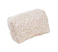PTILSERY Bolsa de maquillaje acolchada floral de algodón de gran capacidad, bolsa de cosméticos, almacenamiento de accesorios, organizada para viajes y uso diario