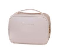 PTILSERY Bolsa de maquillaje portátil de viaje funcional para cosméticos y artículos de aseo organizada con funda de almacenamiento de piel sintética con cremallera