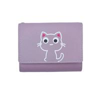 PTILSERY Bonita cartera corta con diseño de gato pequeño para mujer, portátil y práctica, tarjetero, bolsillos para dinero en efectivo