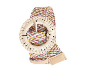 PTILSERY Cinturón de cuentas tejido a mano, hebillas redondas, accesorio de moda para vestidos, accesorio de moda para mujer