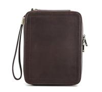 PTILSERY Estuche de cuero resistente multiusos para guardar relojes y gafas con 2 compartimentos, portátil, para hombres y mujeres, uso diario