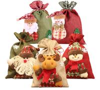 PTILSERY Paquete de 5 bolsas de Navidad con cierre de cordón, elegantes bolsas de regalo decorativas para festivales