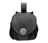 PTILSERY Riñonera medieval en relieve de piel sintética con forma de cubo, bolsa lateral para cosplay, bolsa de cambio, bolsa pequeña de estilo antiguo