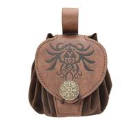PTILSERY Riñonera medieval en relieve de piel sintética con forma de cubo, bolsa lateral para cosplay, bolsa de cambio, bolsa pequeña de estilo antiguo