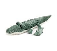 PTIPOTOS by Les DEGLINGOS - Croketou Le Creocodile Mamá / Bebe - Peluche ultra suave - Regalo nacimiento cumpleaños Navidad - 57 cm - Verde
