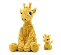 PTIPOTOS by Les DEGLINGOS - LONCOU LA Jirafa Mamá/Bebe - Peluche Ultra Suave - Regalo de Nacimiento de cumpleaños - 30 cm - Amarillo Mostaza