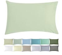 P'tit Basile - Funda de Almohada para bebé niños y Cuna - 40x60 cm - Verde Almendra - Tela 100% algodón orgánico Certificado y Libre de sustancias nocivas para bebés