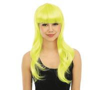 P'tit Clown 23974 - Peluca larga y recta con flequillo para carnaval, fiestas temáticas, fiestas de disfraces, manga, Halloween, para adultos, cabello sintético, color amarillo