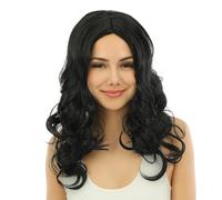 P'TIT CLOWN 23976 - Peluca larga rizada - Accesorio para disfraz de carnaval, fiestas de disfraces, manga, Halloween - Adulto - Cabello sintético - Negro