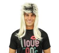 P'tit Clown 23994 - Peluca salmonete año 80 rubio, rubio, Talla única