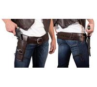 P'TIT Clown 28270 - Cinturón de Piel sintética para Revólver con Funda y Cabestro, Accesorio de Disfraz, para Carnaval, Halloween, Cosplay, Fiestas temáticas, marrón, Unisex