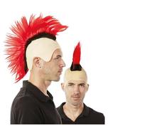 P'tit Clown 31390 - Peluca de Cresta de Punk, Talla única, Color Negro y Rojo