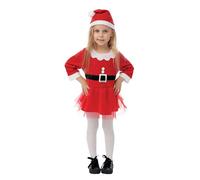 P'TIT CLOWN - Disfraz para madre y niña, vestido tutu de Navidad, gorro de Navidad, regalo de Navidad, Miss Santa - perfecto para disfraz de fiesta de fin de año - poliéster - rojo (3-4 años)