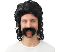 P'TIT CLOWN - Peluca de longitud media con bigote - Accesorio de disfraz para carnaval, fiestas temáticas, noches de disfraces, cosplay, manga, Halloween - pelo sintético