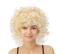 P'TIT CLOWN - Peluca rizada de longitud media - Accesorio de disfraz para carnaval, fiestas temáticas, noches de disfraces, cosplay, manga, Halloween - Mujer - Pelo sintético (rubio)