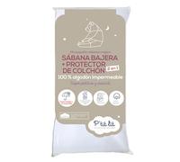 P'tit lit - Protector de colchón de cuna 2 en 1 | Protector de colchón + Sábana bajera 60x120 cm | Impermeable - 100 % algodón - Suave y silencioso - Transpirable - Oeko Tex - Blanco