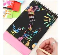 PTIT'GENIE - Cuaderno de dibujo de 10 páginas para rascar - Papel de rascar colorido lápiz capacitivo incluido - Juguetón, creativo, portátil - Scratch Art, desarrollo infantil, 20 x 14 cm
