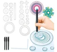 PTIT'GENIE - Set de dibujo artístico espirografo - ideal para pequeños y grandes creativos, kit de dibujo geométrico con 22 modelos y accesorios, fácil de usar