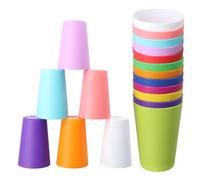 PTJJXA 12 Piezas Vasos Plastico Duro, 260 ml Copas de Colores Reutilizable, Vaso Plastico Infantil Apilables, Vaso Irrompible de Agua Potable, Vasos Camping para Cocina Familiares Picnic Playa Viajes