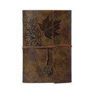 PTJJXA Cuaderno Diario de Cuero A6, 18,5x12cm Diario de Viaje Recargable, Bloc de Notas Vintage con Hojas Sueltas de Papel Kraft en Blanco, Cuaderno de Bocetos (Color café)