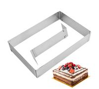 PTJJXA Molde Rectangular Ajustable, Molde Pastel Acero Inoxidable, Molde Extensible para Hornear 18-34cm, 28-53cm, Anillo Pastel Cuadrado Hornear con Separadores para Hacer Tartas Cuadradas (5CM)