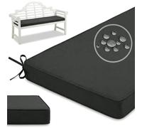PTKG Cojines Exterior Impermeable Doble Ribete Tela Impermeable Exterior con Funda Desmontable Cojines para Sillas de Comedor Lazos Ajustables para Muebles Interior/Exterior,Schwarz,200x30x5cm