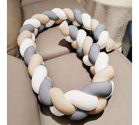 PTKG Trenza para Cuna Bebe,Almohada Antivuelco Bebe,Protector Trenza Cuna,Alfombra Protectora contra CaíDas para Cama, Protector Acolchado Barrotes Cuna,T8,150CM