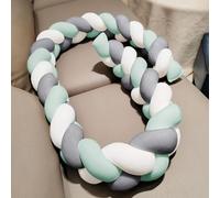 PTKG Trenza para Cuna Bebe,Almohada Antivuelco Bebe,Protector Trenza Cuna,Alfombra Protectora contra CaíDas para Cama, Protector Acolchado Barrotes Cuna,T10,350CM