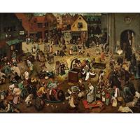 PTLYE Famoso Arte Mural en lienzo Cuadros Decorativos Lucha entre el Carnaval y la Cuaresma de Pieter Bruegel el Viejo para la Decoración del Pasillo 60x90cm