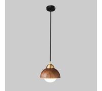 PTLYE Lámpara Colgante de Nogal, lámpara Colgante para Comedor, lámparas Colgantes de latón Vintage con Pantalla de Madera abovedada, luminaria G9, candelabros Decorativos para Isla de Cocina