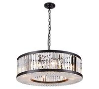 PTLYE Lámpara de araña de Cristal de Lujo Moderna y Ligera, lámpara Colgante de Cristal Redondo K9, con lámpara Colgante de Tira de Cristal para Cocina, Comedor y Dormitorio