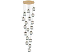 PTLYE Lámpara de araña de Escalera Grande de 18 Bolas, Moderna, Minimalista, Creativa, para Hotel, Villa, Escalera, lámpara Colgante clásica de Bola de Cristal Azul, luz de Techo Grande para Sala