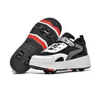 PTLYE Zapatos con Ruedas para niños niñas,Patines de Ruedas 2 en 1,Zapatos de Skate,Patines de 4 Ruedas Zapatos para Correr Rueda Trasera Oculta-B||42 EU