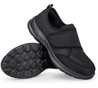 PTLYE Zapatos para diabéticos para Mujeres Extra Anchos con Correa Ajustable, Zapatos ortopédicos, Zapatos de Senderismo sin Cordones para pies hinchados de Personas Mayores-Black||38 EU