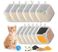 PTM-643 - Paquete de 12 filtros de fuente de agua para gatos inalámbricos de 4 litros, ultra silenciosos, de acero inoxidable, para beber PTM-643, filtro de agua para mascotas de filtración cuádruple
