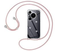 Ptny Funda Compatible Huawei Pura 70 Pro, con Correa Colgante Ajustable Collar, Funda Silicona Slim Transparente Protección Case con Cordón para Huawei Pura 70 Pro
