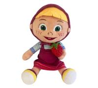 PTS SRL Masha y el oso de peluche Masha sentado con fresa - Suave personaje de colección inspirado en la serie de TV - Altura 25 cm - Multicolor