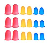 Ptwola 15 dedales de goma para dedos, 3 tamaños de colores, puntas de dedos de silicona, fundas protectoras reutilizables para dedos, almohadillas para dedos, almohadillas para dedos, empuñaduras para