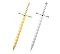 Ptwola 2 abrecartas de metal, cortadora de sobres, herramienta para abrir correo, espada, papel de regalo, cuchillo de corte, escritorio vintage, decorativo, práctico, ornamental con mango ergonómico