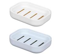 Ptwola 2 jaboneras de plástico para barra, jabonera, caja de viaje de doble capa para gimnasio, camping, ducha, baño, artículos de tocador, cocina, se mantiene seco, fácil limpieza