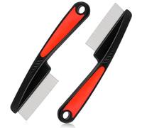 Ptwola 2 peines de acero inoxidable para eliminar la caspa de dientes finos de alta resistencia, cepillo de metal para la cara del perro, cepillo de masaje para el cuero cabelludo, herramienta de aseo