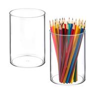 Ptwola 2 unidades acrílico portalápices transparente soporte escritorio organizador de maquillaje soporte para pinceles de maquillaje transparente organizador transparente portalápices para oficina