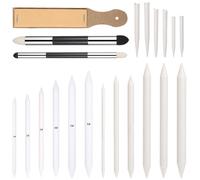 Ptwola 21 piezas de tocones de mezcla para dibujar, varillas de mezcla para principiantes, reutilizables, herramientas de mezcla, tocones de papel, papel de lija, sacapuntas para artistas, herramienta