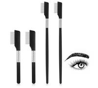 Ptwola 4 piezas Peine de pestañas ceja pequeño peine de pestañas separador de pestañas herramienta con dientes de metal pinceles cosméticos están diseñados para las mujeres
